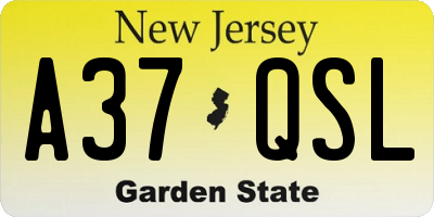 NJ license plate A37QSL