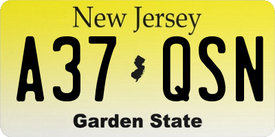NJ license plate A37QSN