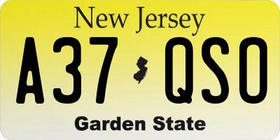 NJ license plate A37QSO