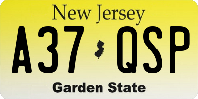 NJ license plate A37QSP