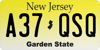 NJ license plate A37QSQ