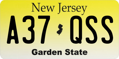 NJ license plate A37QSS