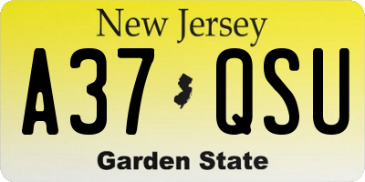 NJ license plate A37QSU