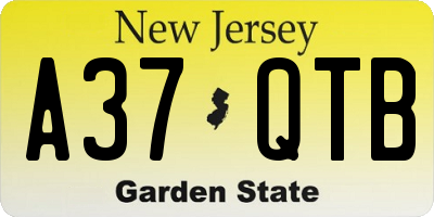 NJ license plate A37QTB