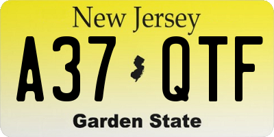 NJ license plate A37QTF