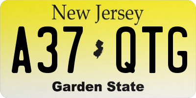 NJ license plate A37QTG