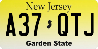 NJ license plate A37QTJ