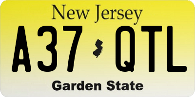 NJ license plate A37QTL