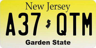 NJ license plate A37QTM