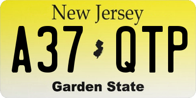NJ license plate A37QTP