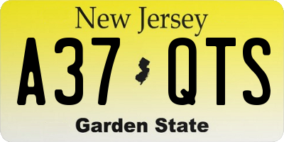 NJ license plate A37QTS
