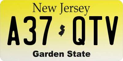 NJ license plate A37QTV