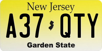 NJ license plate A37QTY