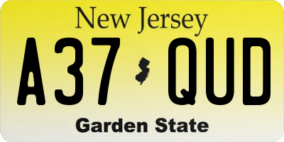 NJ license plate A37QUD