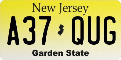 NJ license plate A37QUG