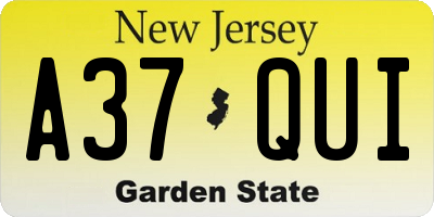 NJ license plate A37QUI
