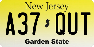 NJ license plate A37QUT