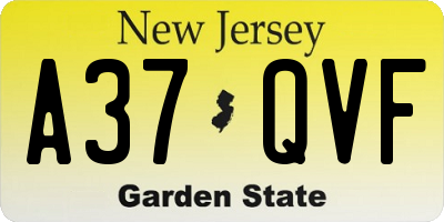 NJ license plate A37QVF