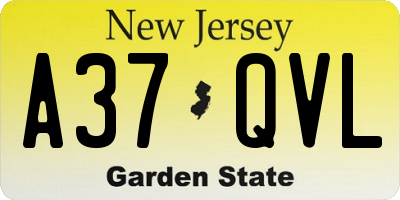 NJ license plate A37QVL