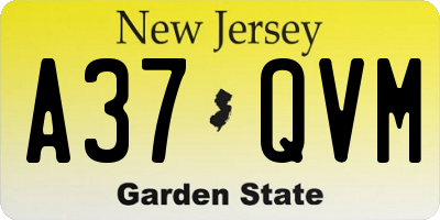 NJ license plate A37QVM