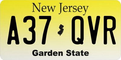 NJ license plate A37QVR