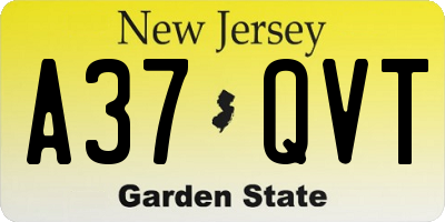 NJ license plate A37QVT