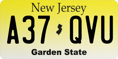 NJ license plate A37QVU