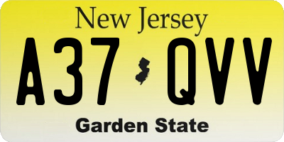 NJ license plate A37QVV