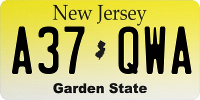 NJ license plate A37QWA