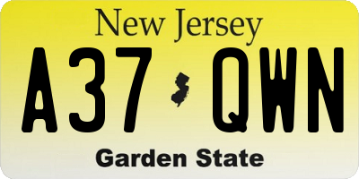 NJ license plate A37QWN