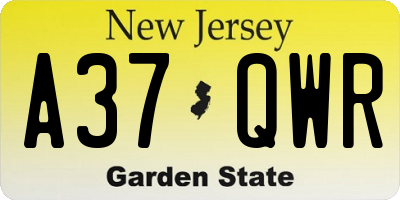 NJ license plate A37QWR
