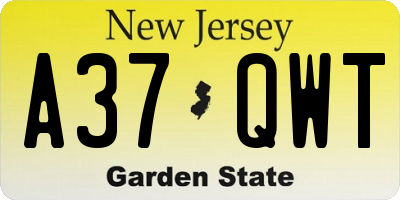 NJ license plate A37QWT