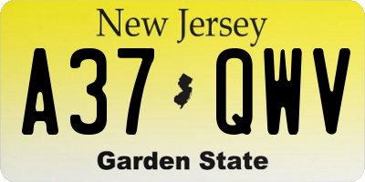 NJ license plate A37QWV