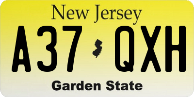 NJ license plate A37QXH