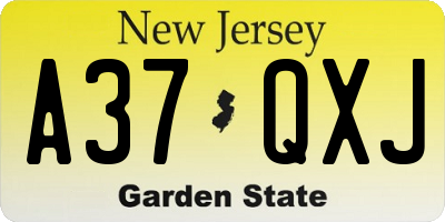 NJ license plate A37QXJ