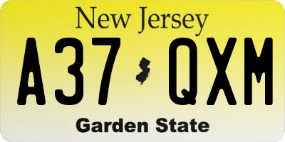 NJ license plate A37QXM