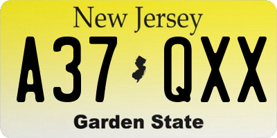 NJ license plate A37QXX