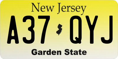 NJ license plate A37QYJ