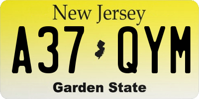 NJ license plate A37QYM