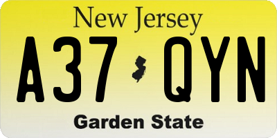 NJ license plate A37QYN