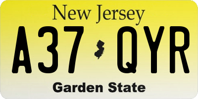 NJ license plate A37QYR