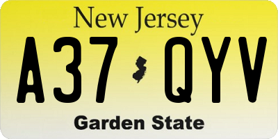 NJ license plate A37QYV