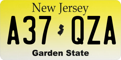 NJ license plate A37QZA