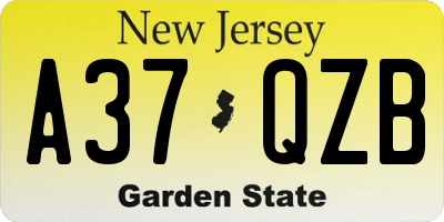 NJ license plate A37QZB