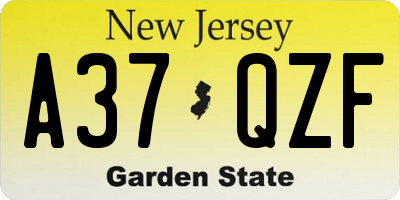 NJ license plate A37QZF