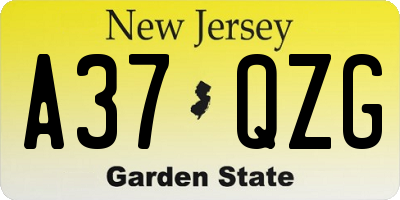 NJ license plate A37QZG