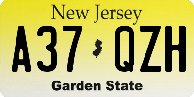 NJ license plate A37QZH