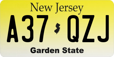 NJ license plate A37QZJ