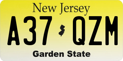 NJ license plate A37QZM