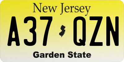 NJ license plate A37QZN